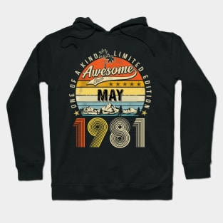 Awesome Since May 1981 Vintage 42nd Birthday Hoodie